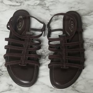 Tods Crossover Strap Flat Sandals